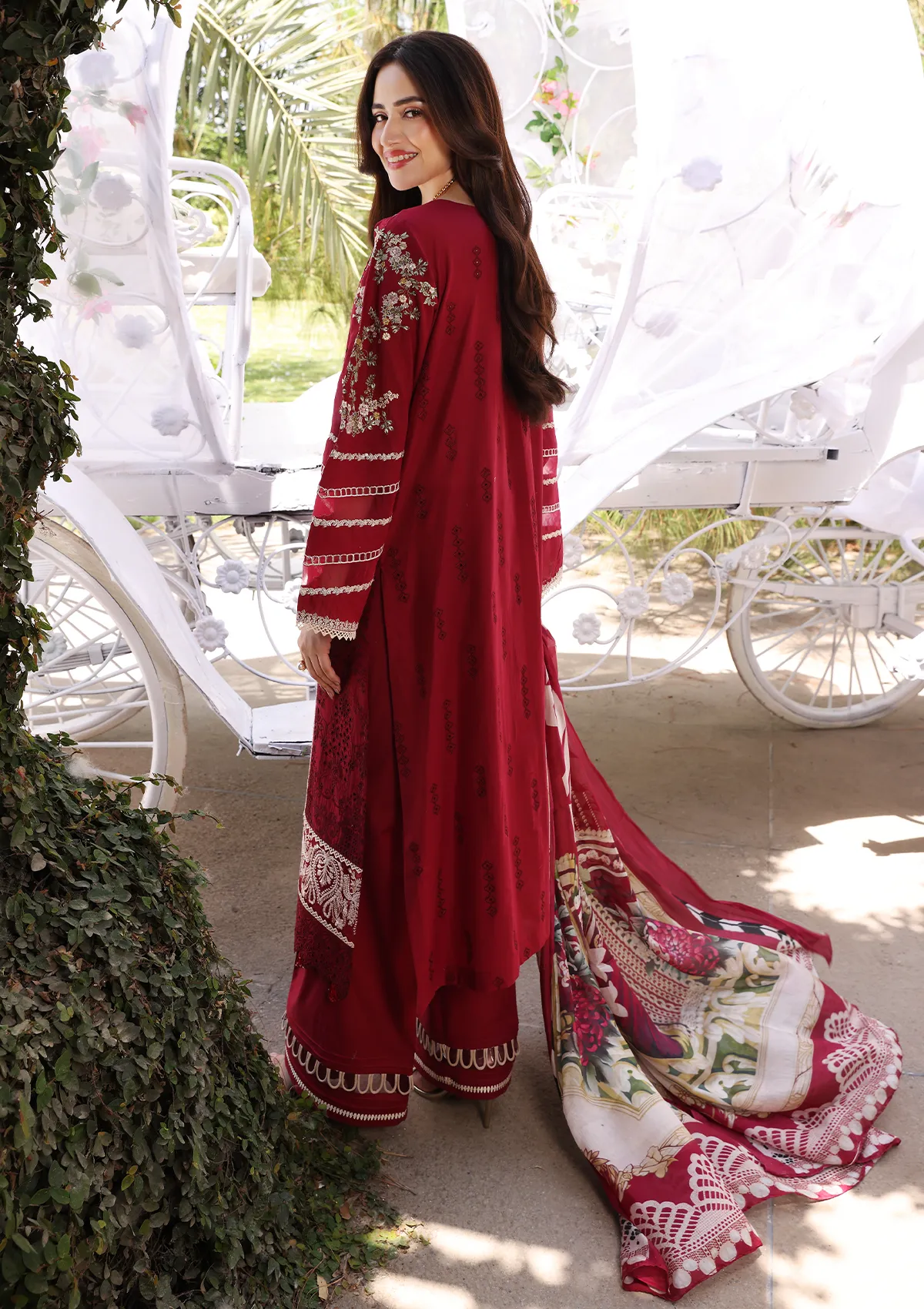 Elaf Festive Chikankari Lawn Collection 2023 Vol II – ECF-10 RED RIDING HOOD - Image 4