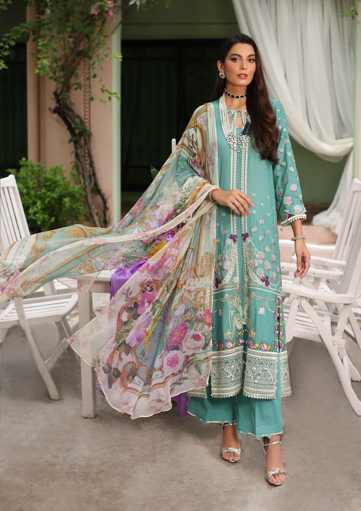 Elaf Luxe Luxury Lawn Collection – ELJ-01B MILANI - Image 3