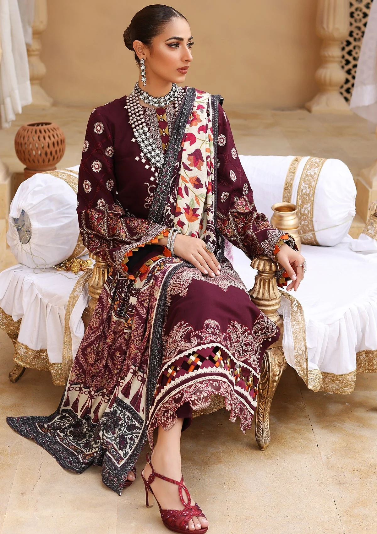 Elaf Luxury Winter Collection 2022 – ELW-06- Berry - Image 4