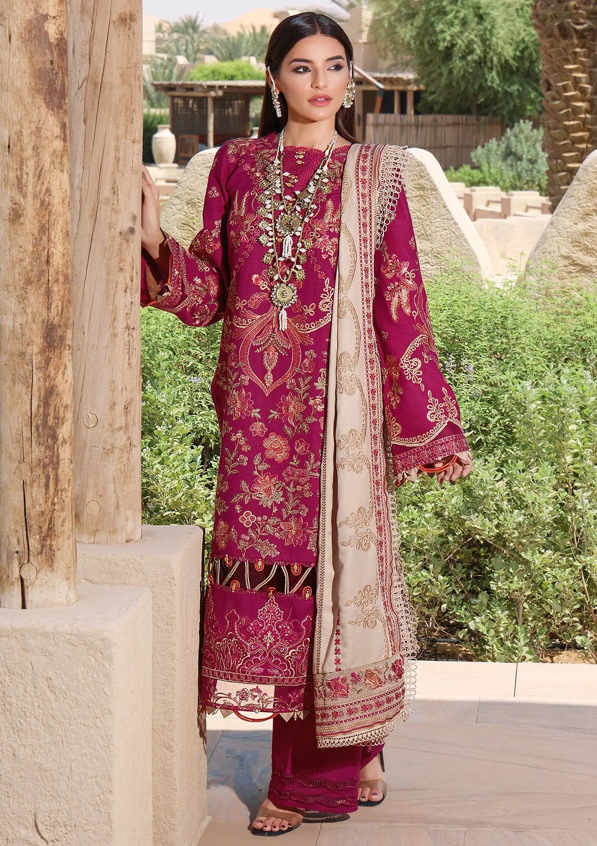 Elaf Luxury Winter Collection – ELW-08- Claret - Image 2