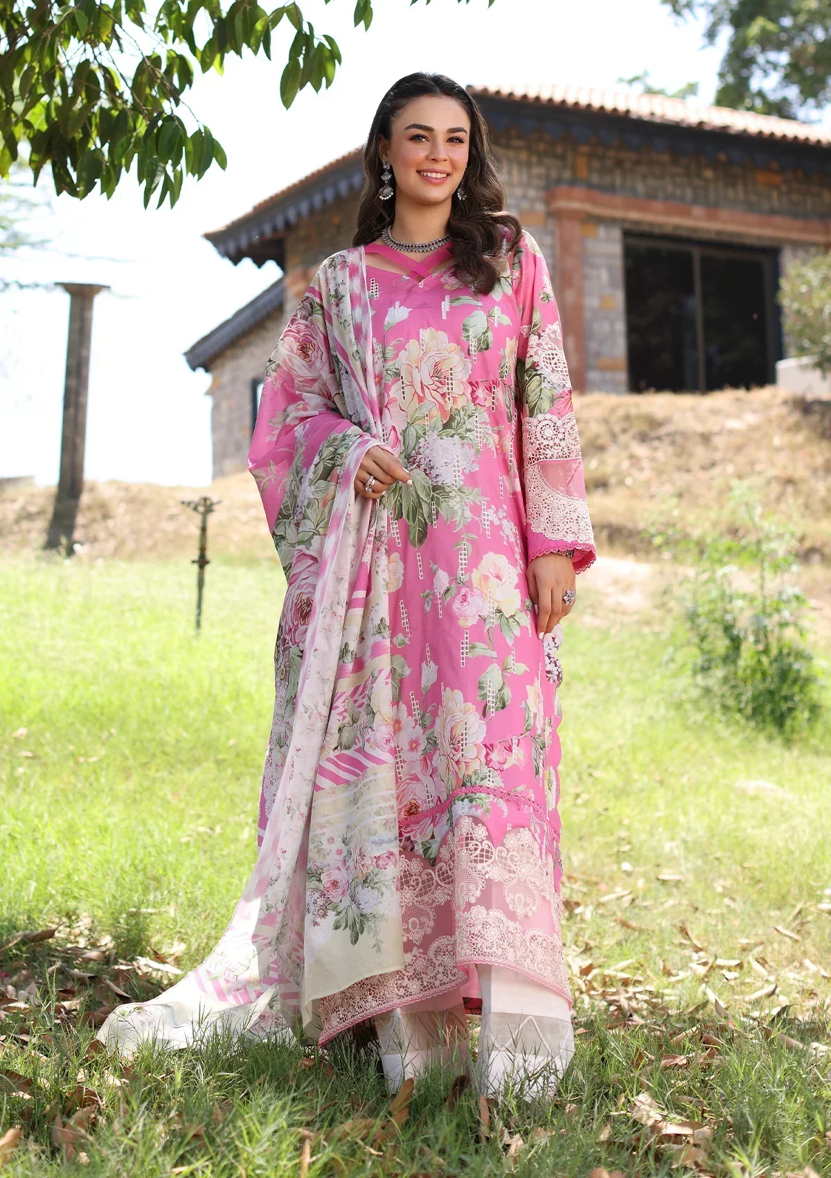 Elaf Prints Chikankari Lawn – ECK-03B PINK MUSE