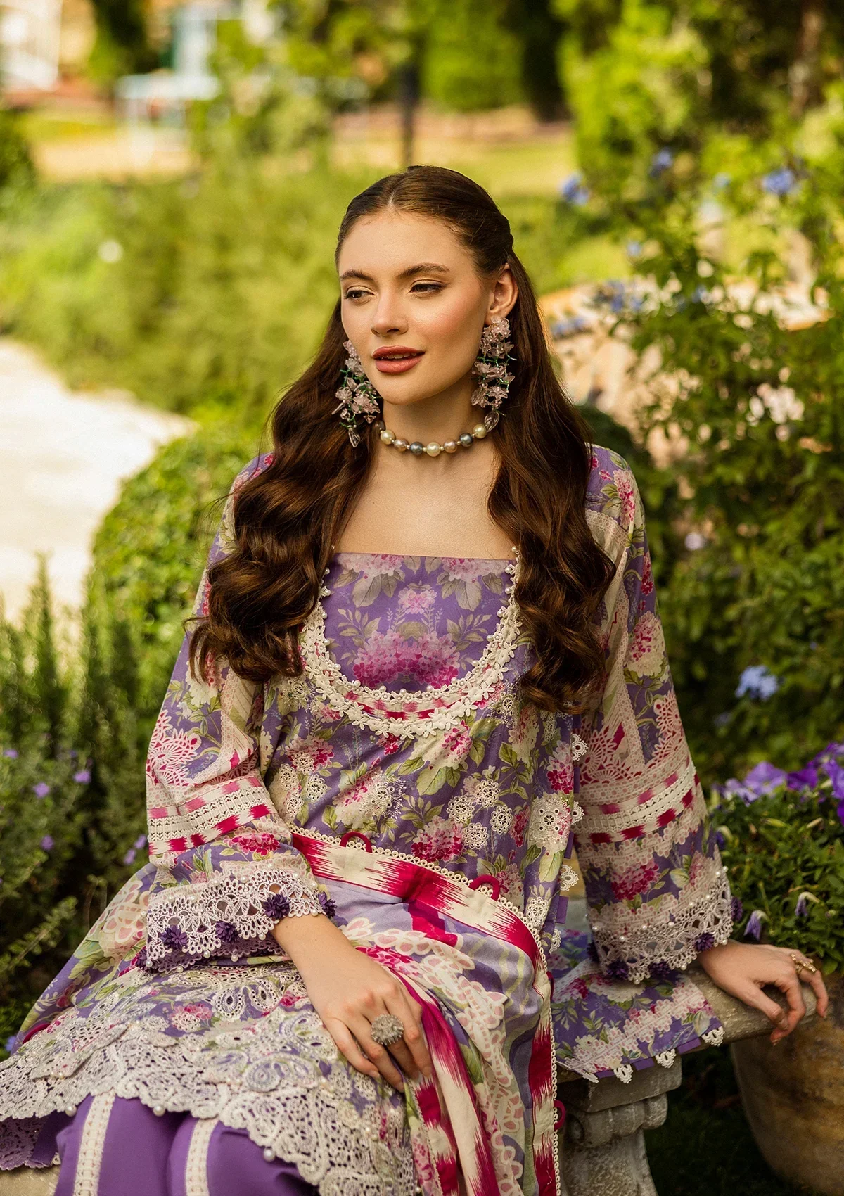 Elaf Prints Chikankari Lawn – ELK-02A PERIWINKLE - Image 5