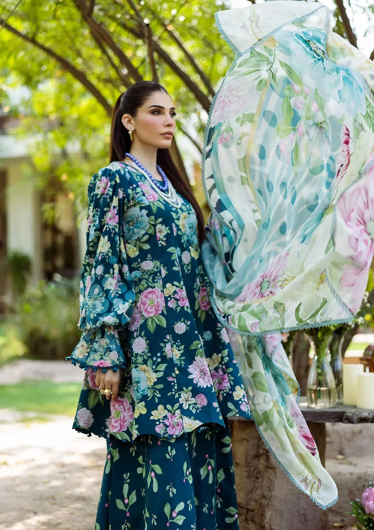 Elaf Prints Lawn – ECD-1B AZURE FERN - Image 5