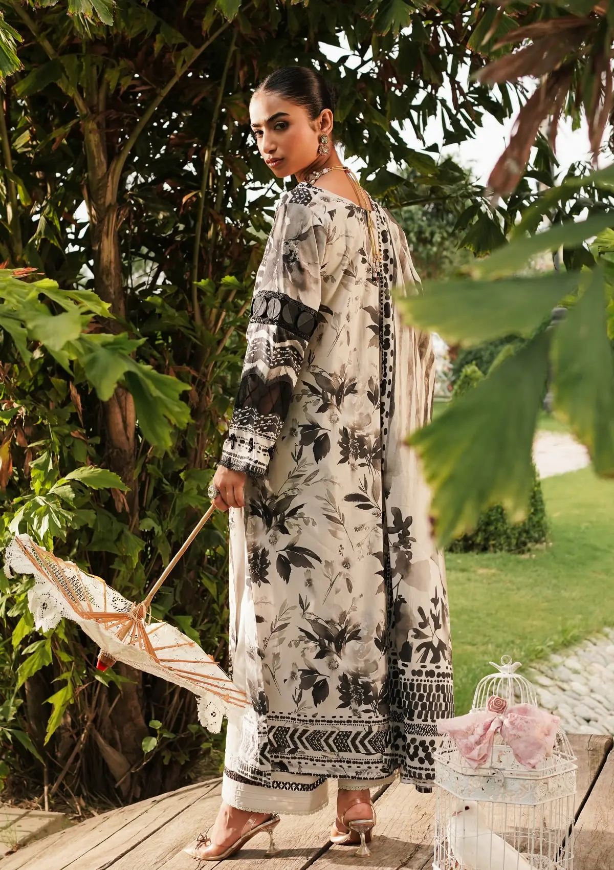Elaf Prints Printed Lawn – EEP-07B - Black Blossom - Image 2