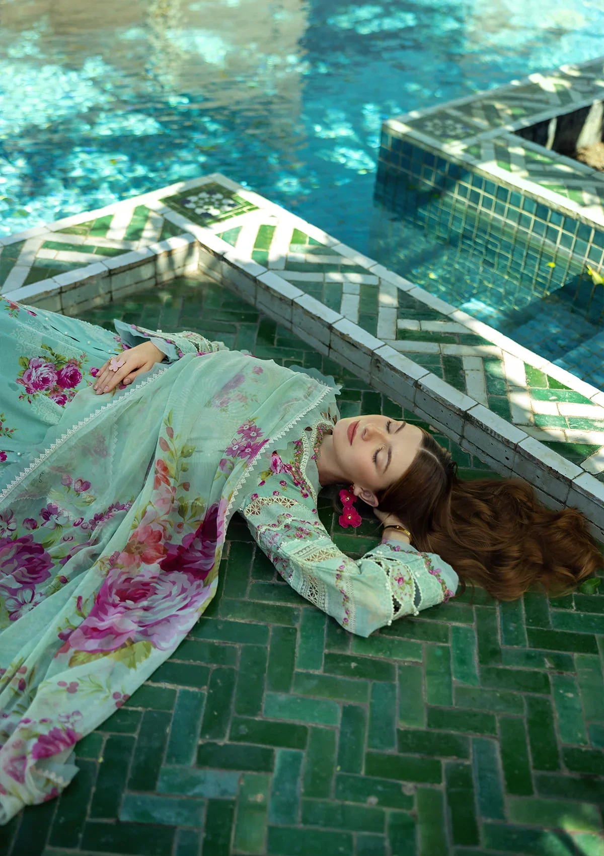 Elaf Signature Embroidered Spring/Summer Lawn – ETS-03A TURQUOISE - Image 7