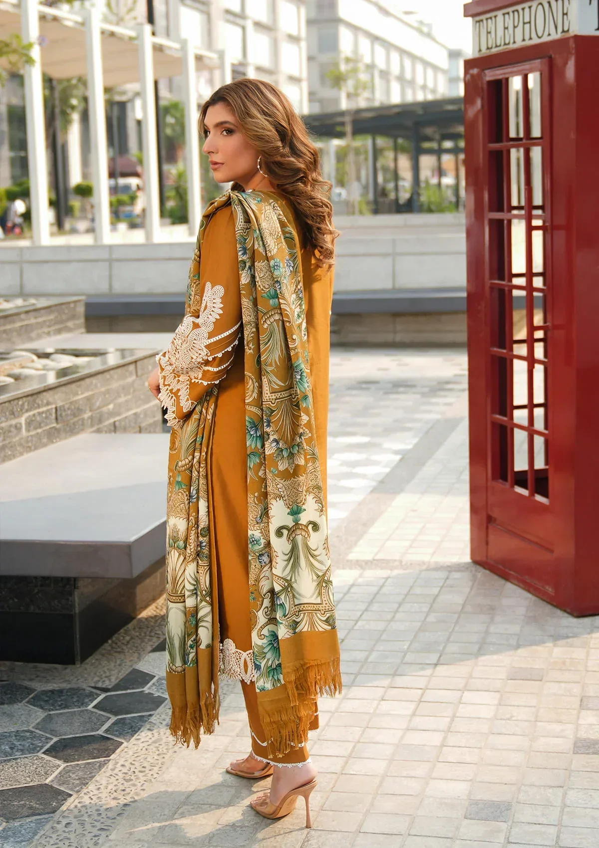Elaf Winter with Pashmina Shawl – EPW-3A Sunkissed Meadows - Image 3