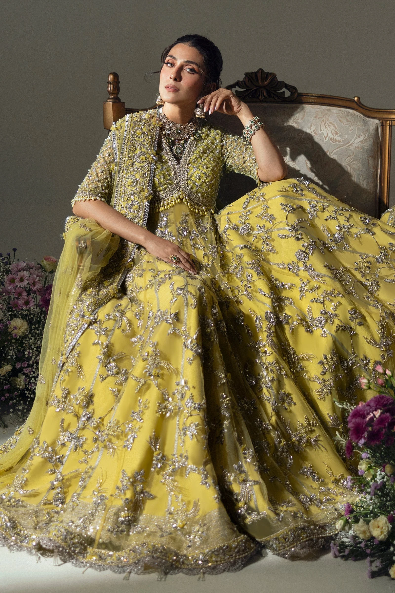 Elan x Ayeza Khan Luxury Festive Wedding Formals ā LIME BLOSSOM (EC24-03) - Image 4