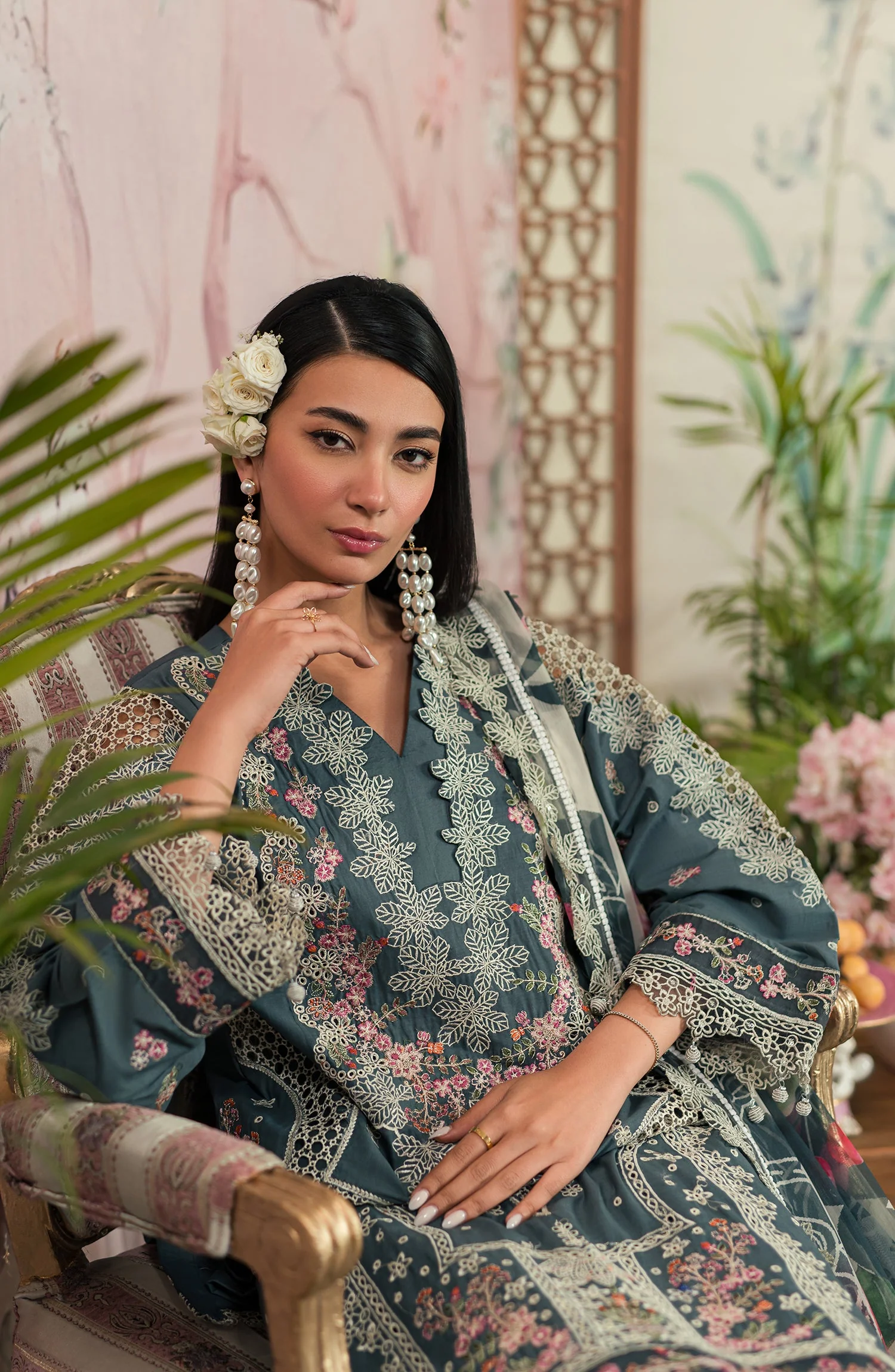 Emaan Adeel Ayra Luxury Lawn Collection 2024 – AR-09 - Image 5