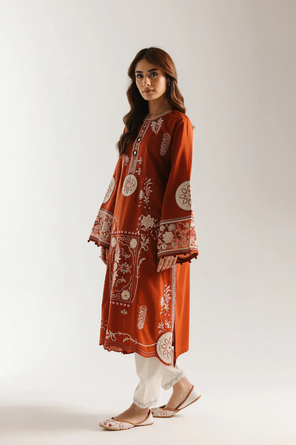 Ethnc Embroidered 2 pc SUIT– RUST | E4156/103/205