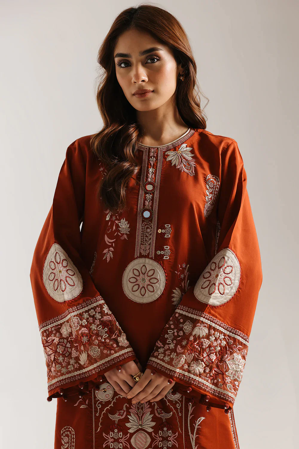 Ethnc Embroidered 2 pc SUIT– RUST | E4156/103/205 - Image 2
