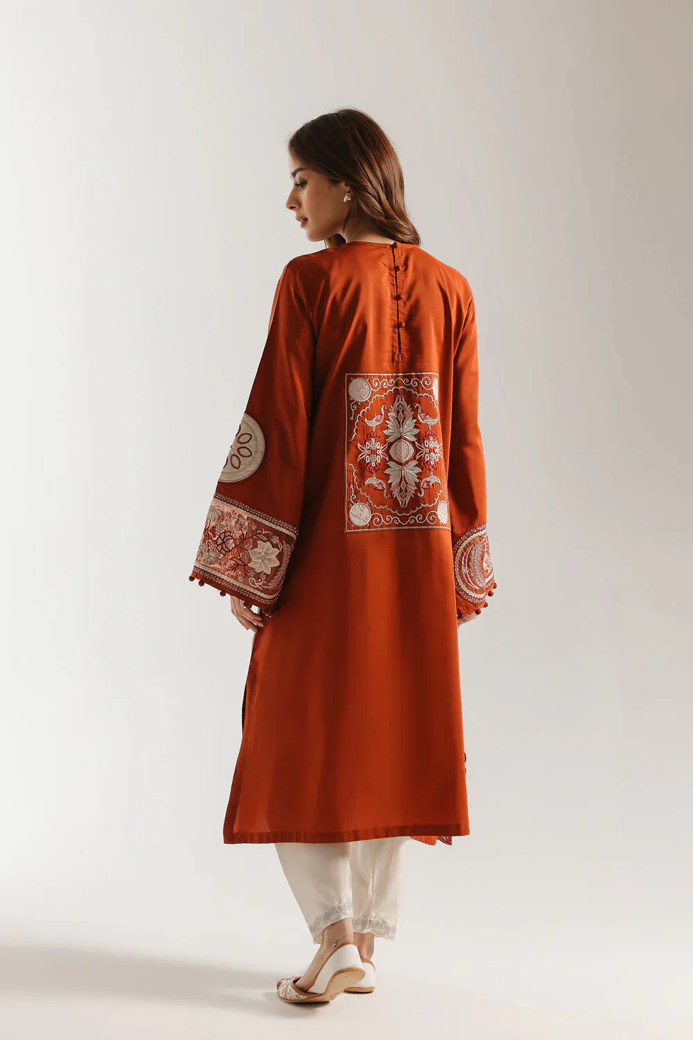 Ethnc Embroidered 2 pc SUIT– RUST | E4156/103/205 - Image 3