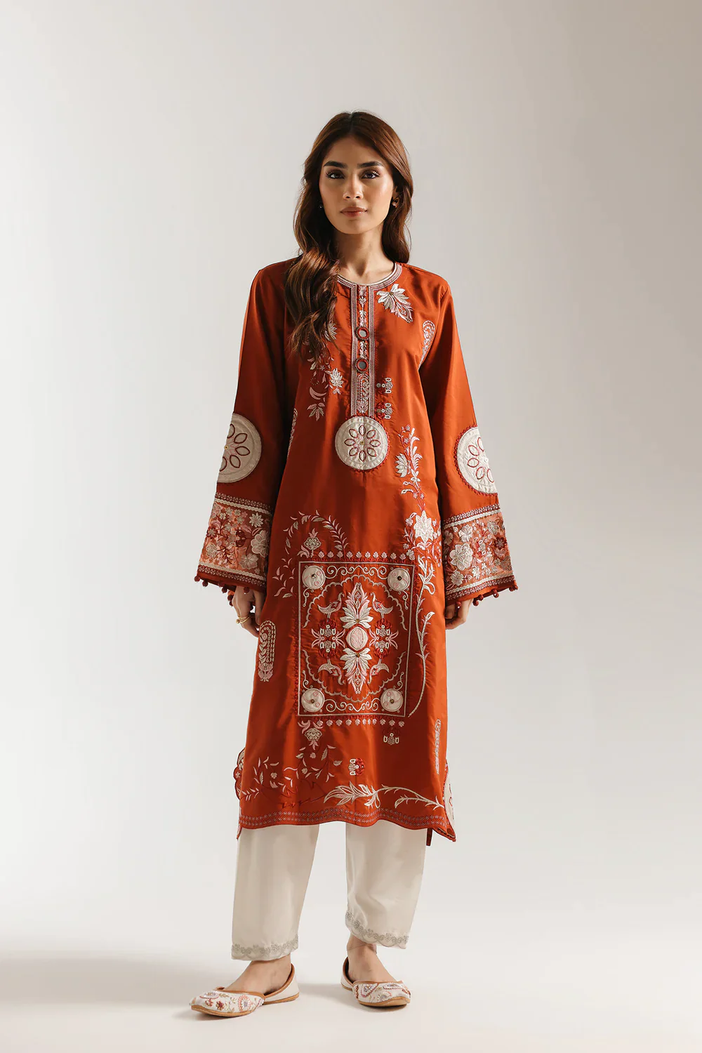 Ethnc Embroidered 2 pc SUIT– RUST | E4156/103/205 - Image 5