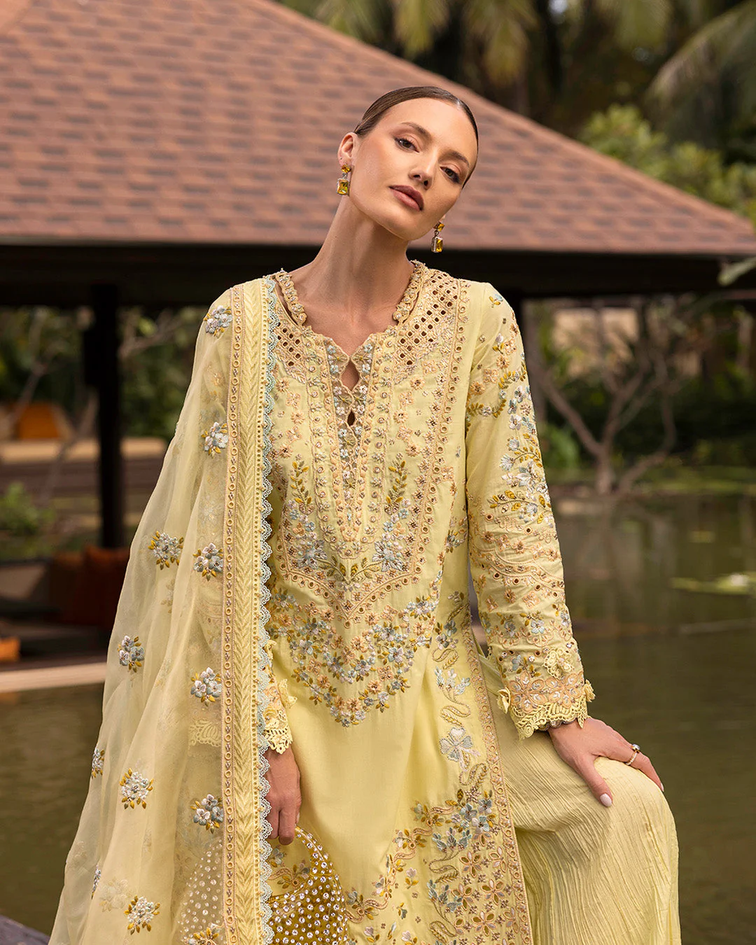 Faiza Saqlain Zinnia Luxury Lawn – Azalea - Image 2