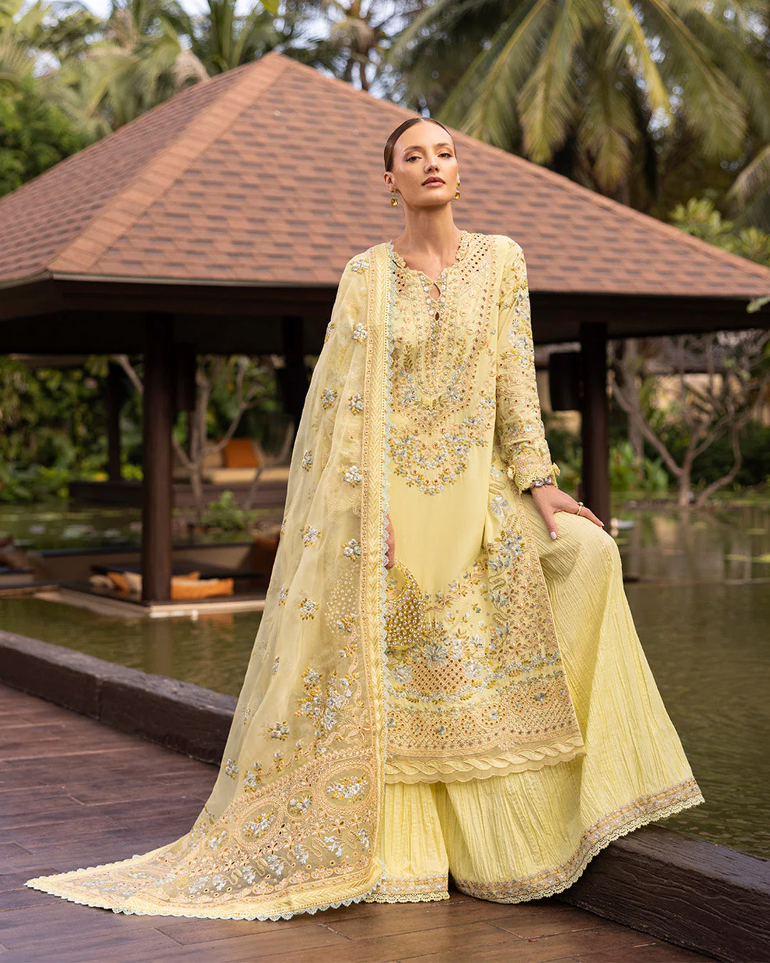 Faiza Saqlain Zinnia Luxury Lawn – Azalea - Image 3