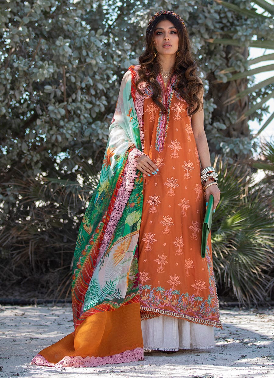 Farah Talib Aziz Luxury Lawn Collection 2022 – Bali Rust - Image 9