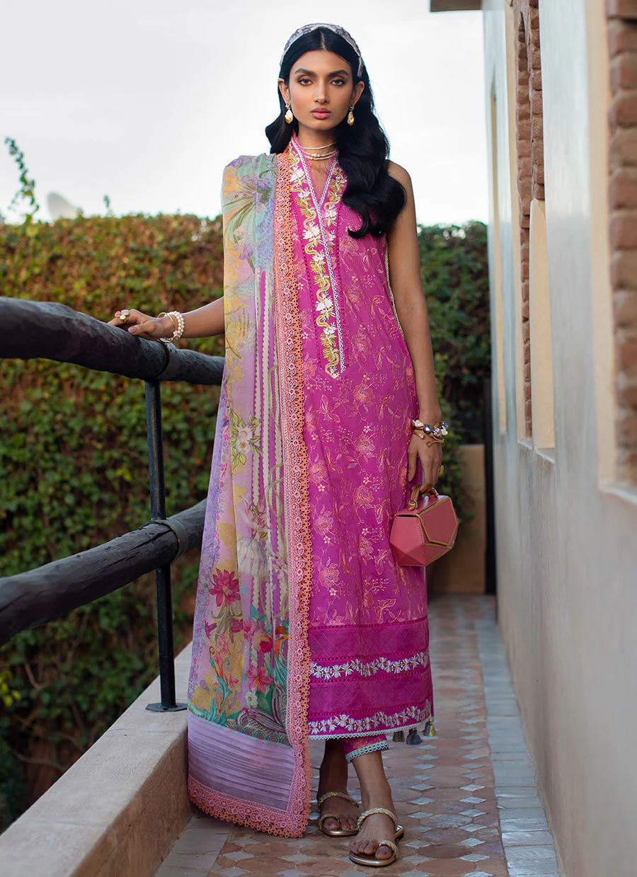 Farah Talib Aziz Luxury Lawn Collection – Marrakech Magenta - Image 3