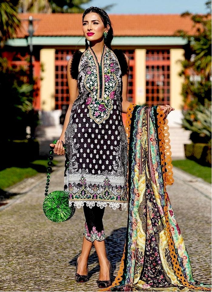 Farah Talib Aziz Luxury Lawn Collection – FTA-13 Belaza Black - Image 3