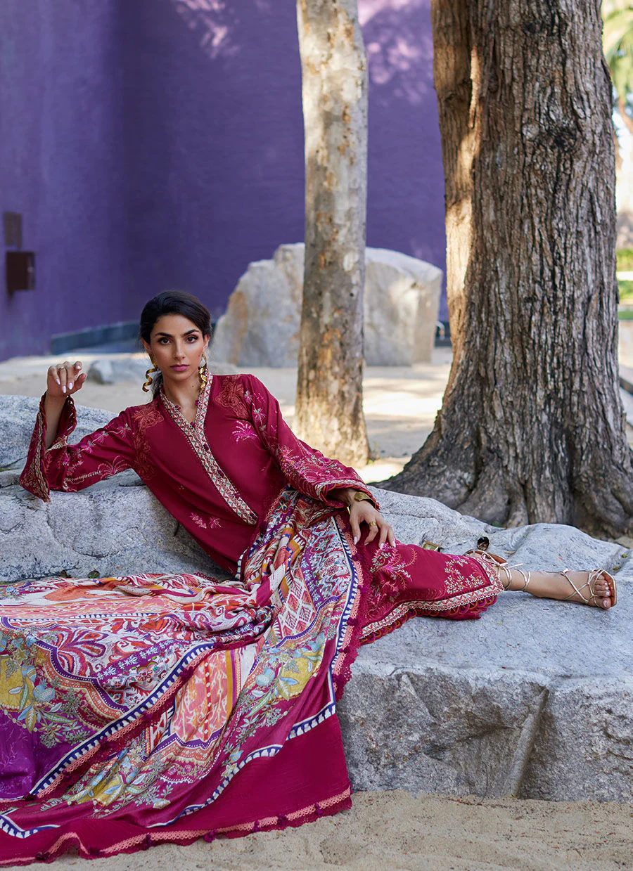 Farah Talib Aziz Suay Luxury Lawn Collection – Enzo Red - Image 9