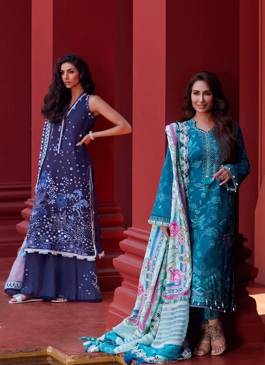 Farah Talib Aziz Suay Luxury Lawn Collection – Moanna Teal - Image 5