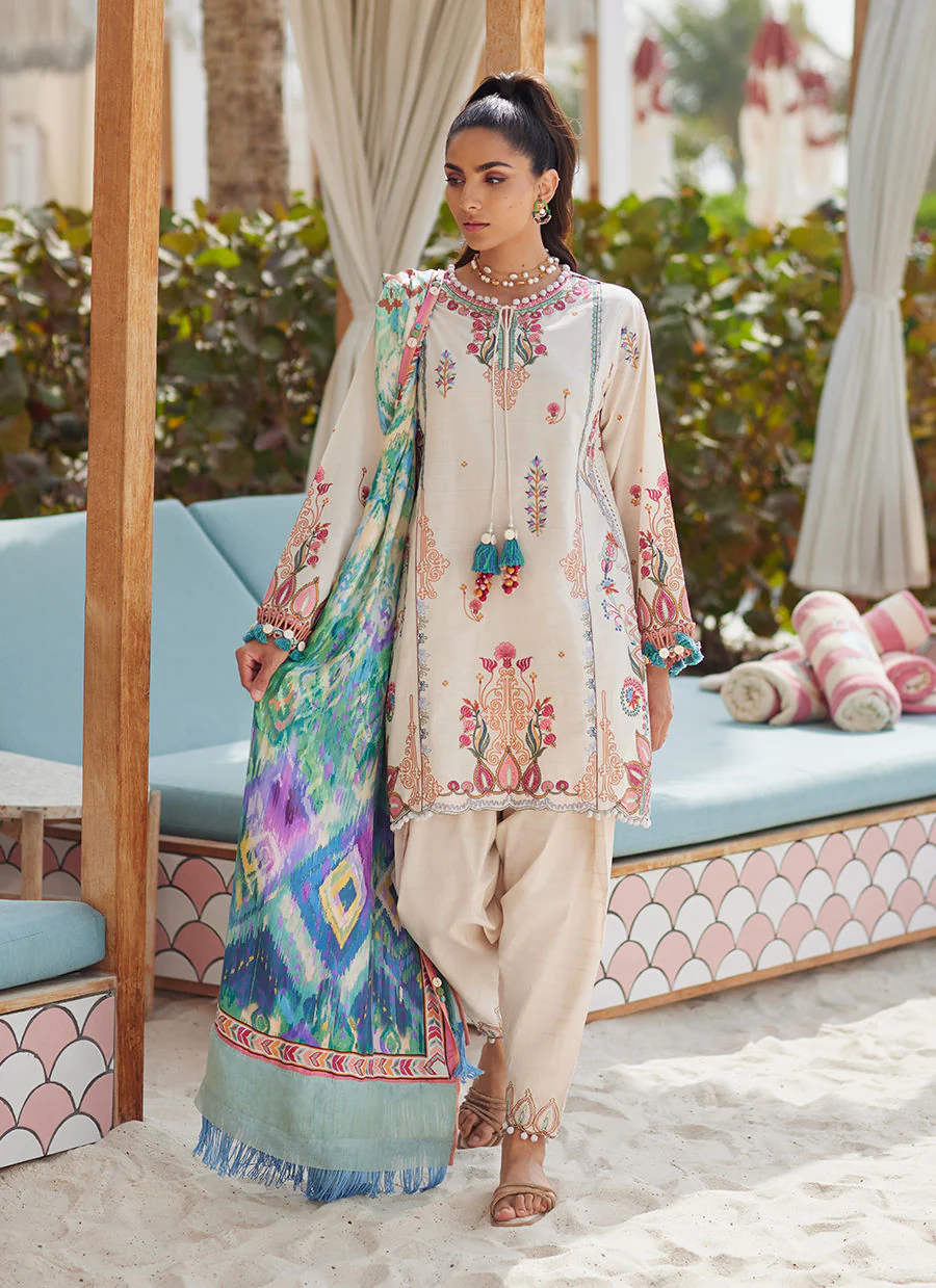 Farah Talib Aziz WES Luxury Lawn – Irene Ivory - Image 10