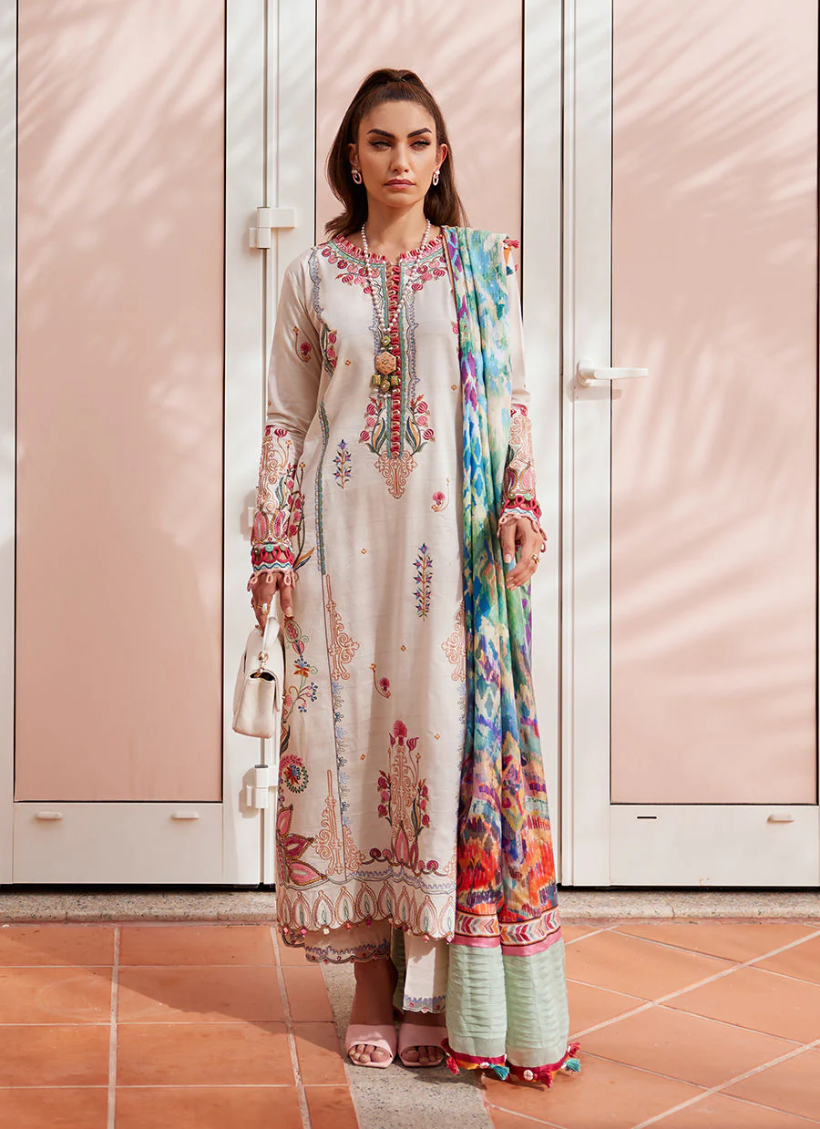 Farah Talib Aziz WES Luxury Lawn – Irene Ivory - Image 2