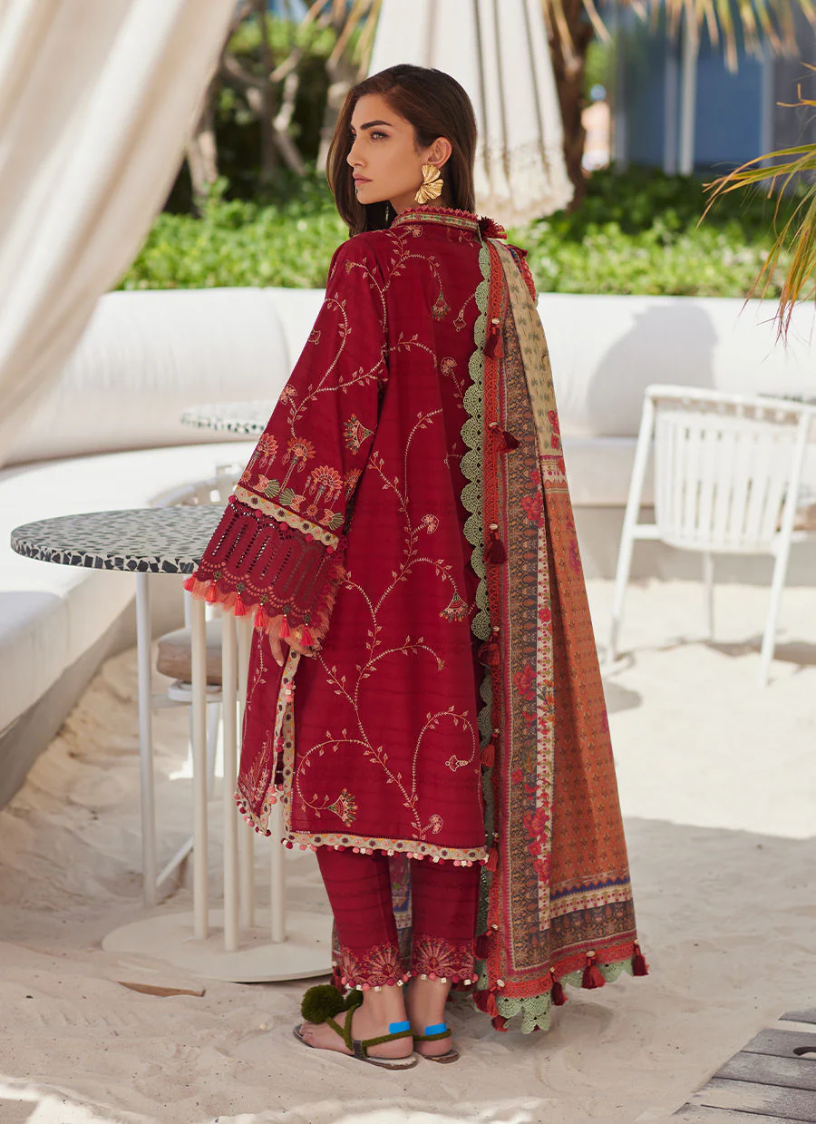 Farah Talib Aziz WES Luxury Lawn – Rosemary Red - Image 3