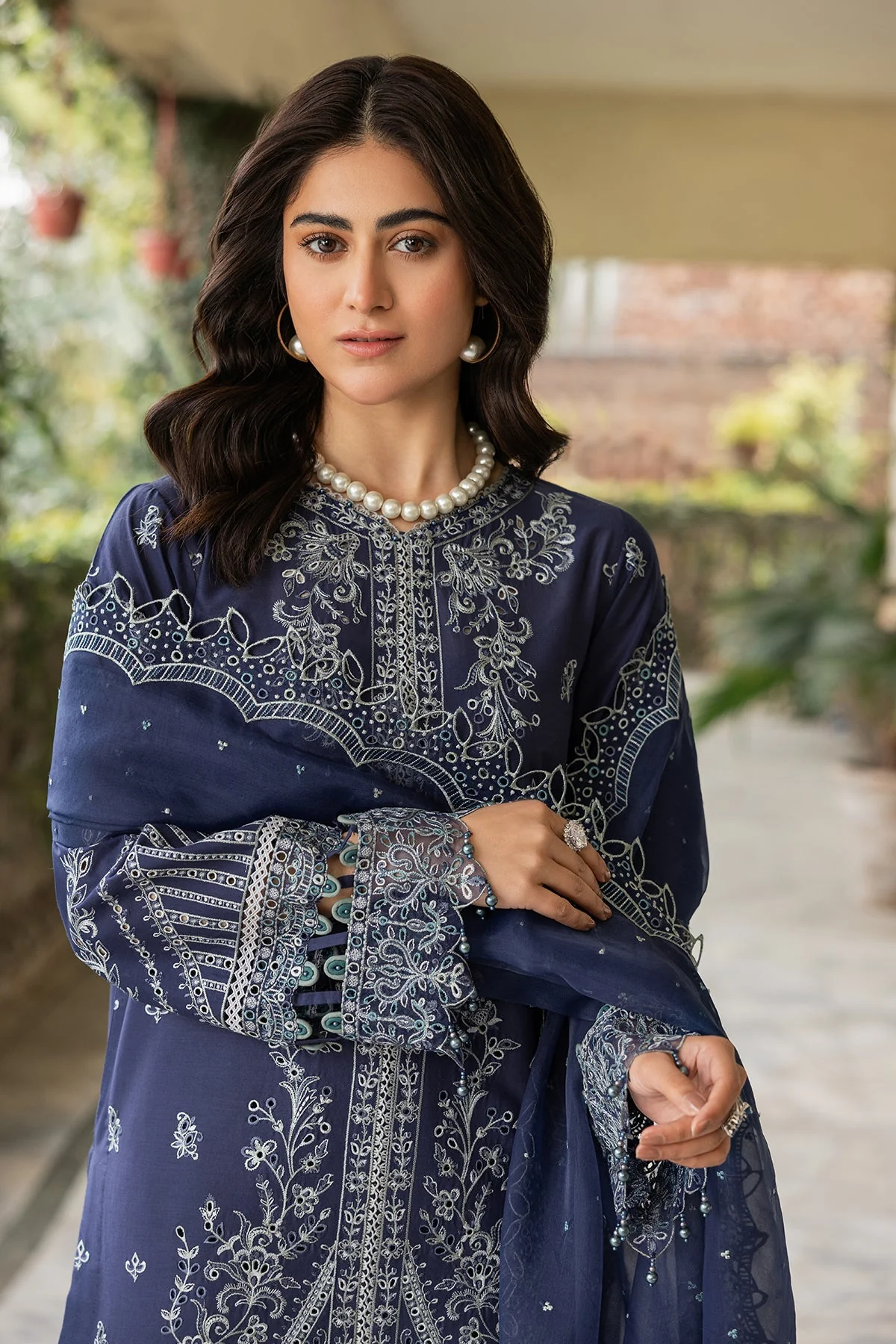 Farasha Bahaar Embroidered Lawn Collection – Blue Ochre - Image 5
