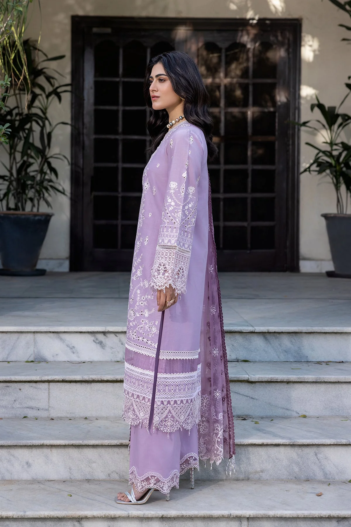 Farasha Bahaar Embroidered Lawn Collection – Lilac Florine - Image 4