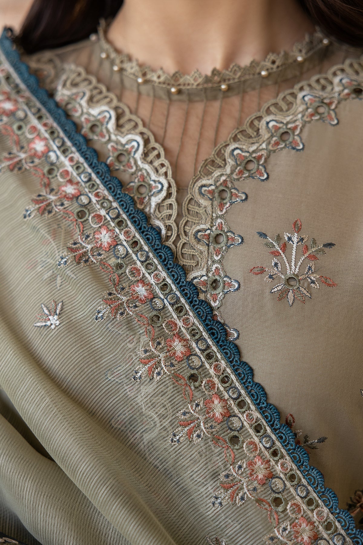 Farasha Bahaar Embroidered Lawn Collection – Whimsical Sage - Image 6