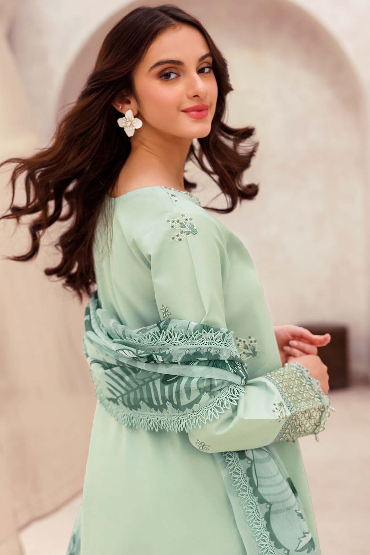 Farasha Bahar Spring/Summer Lawn – Aqua Cascade - Image 5