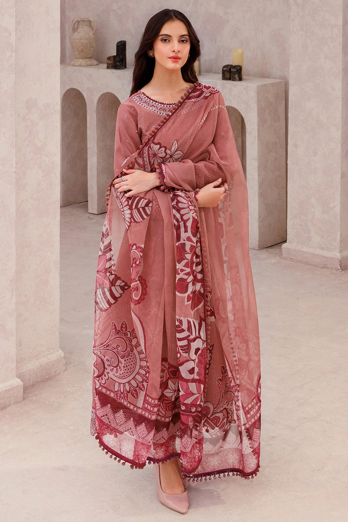 Farasha Bahar Spring/Summer Lawn – Pink Whisper - Image 6