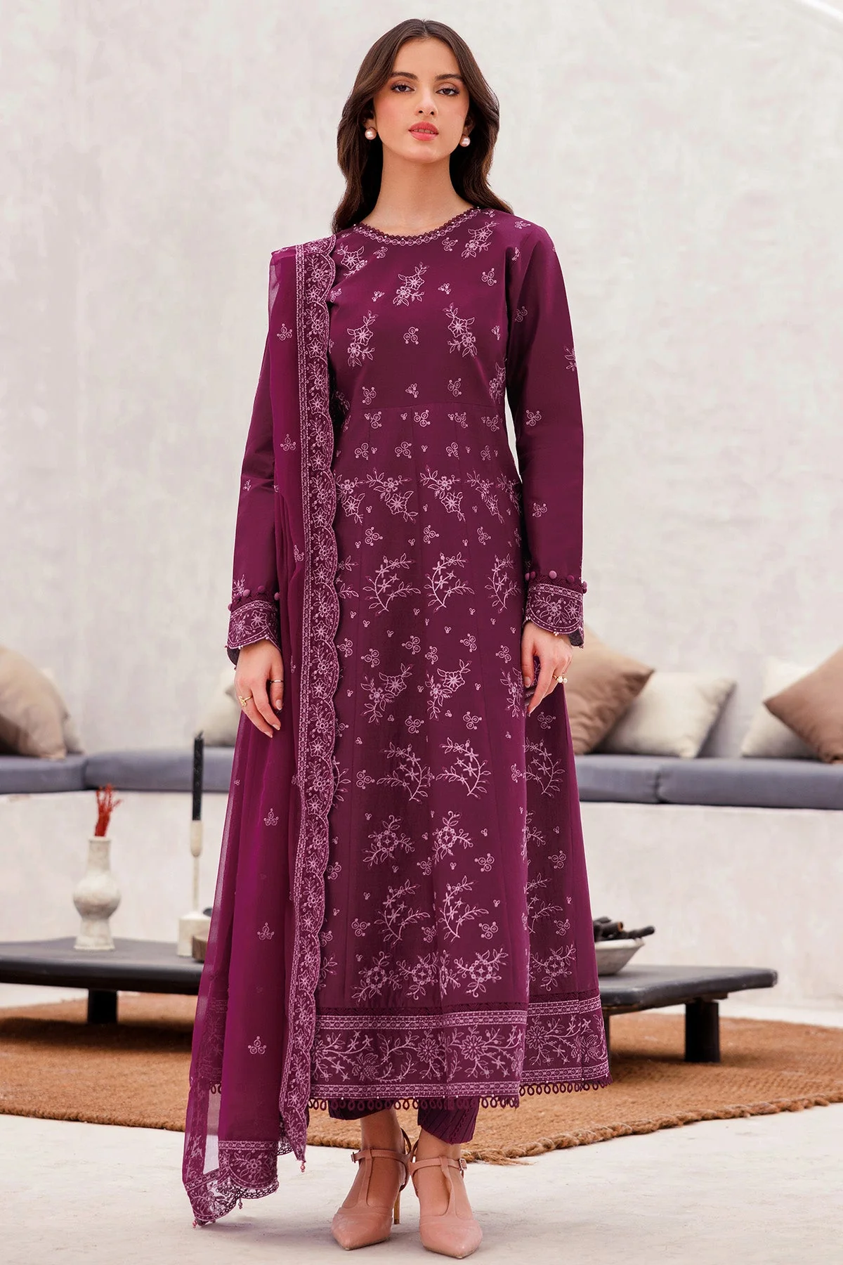 Farasha Bahar Spring/Summer Lawn – Regal Plum - Image 2