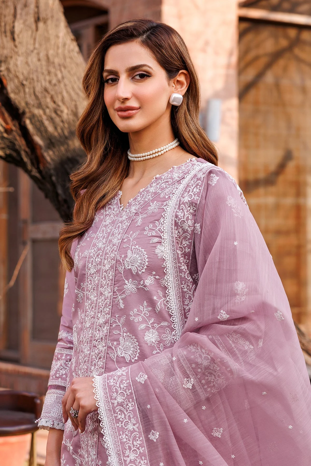Farasha Dastoor Embroidered Lawn Collection – Dainty Lilac - Image 12