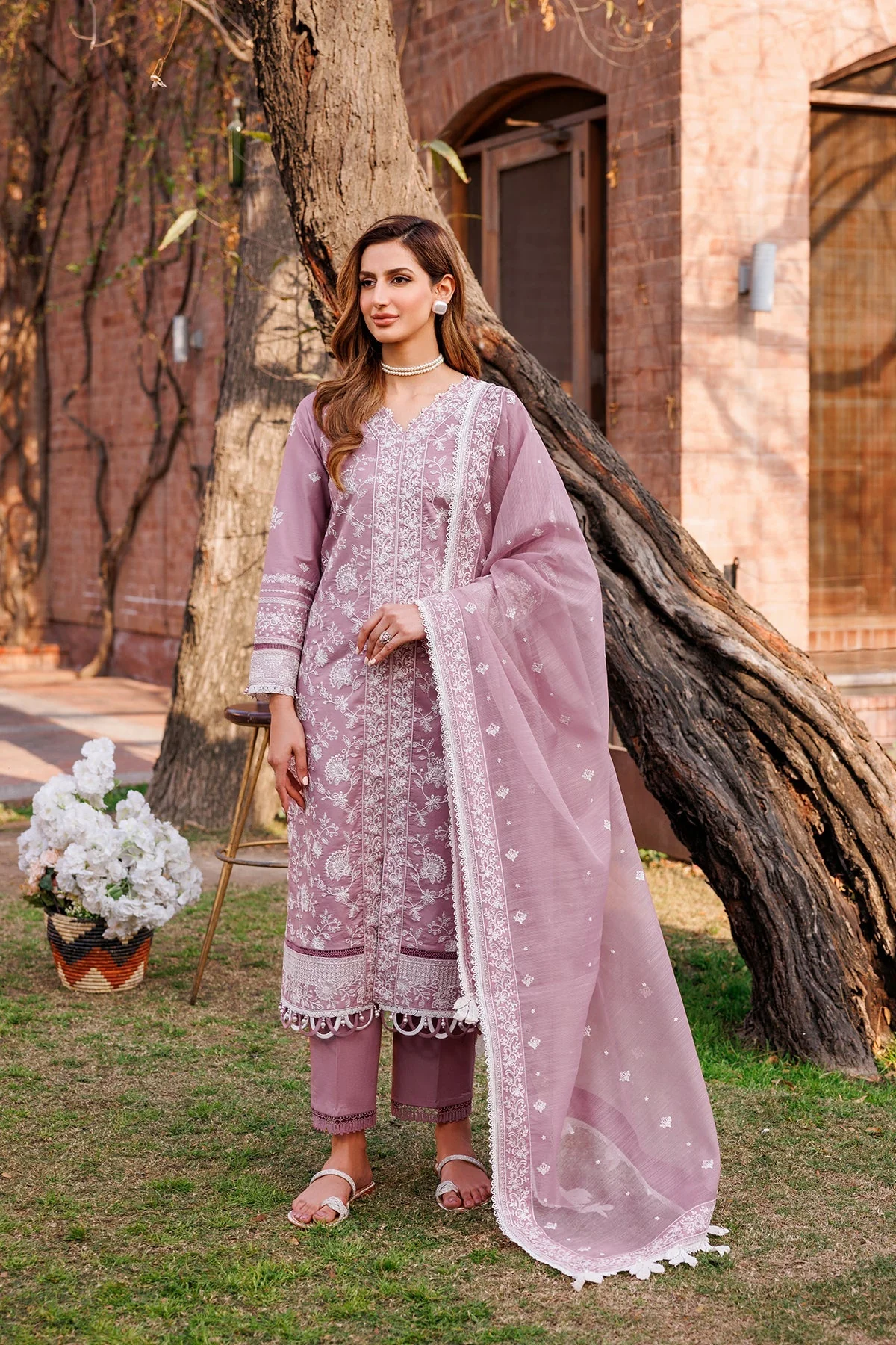 Farasha Dastoor Embroidered Lawn Collection – Dainty Lilac - Image 2