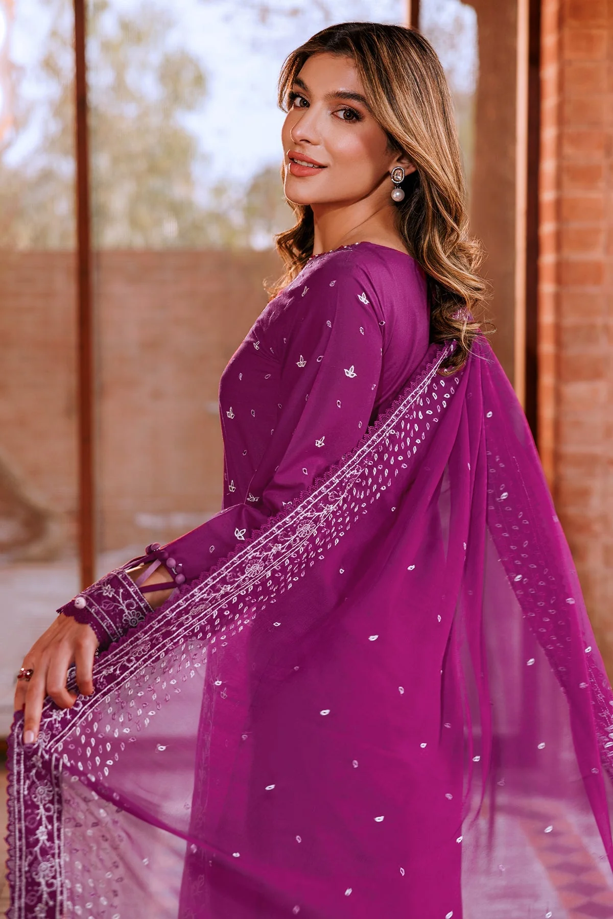 Farasha Dastoor Embroidered Lawn Collection – Tempting Bery - Image 10