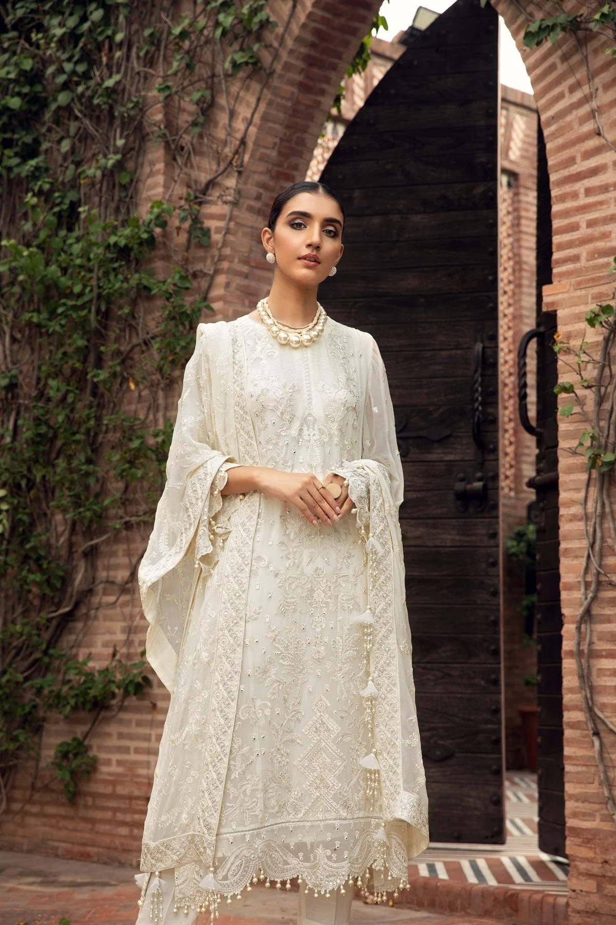 Farasha Embroidered Chiffon Collection – Porcelain - Image 3