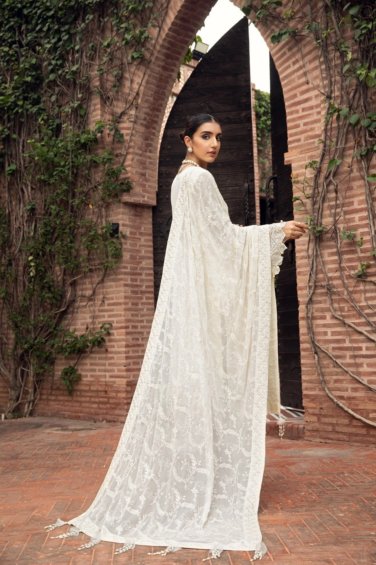 Farasha Embroidered Chiffon Collection – Porcelain - Image 6