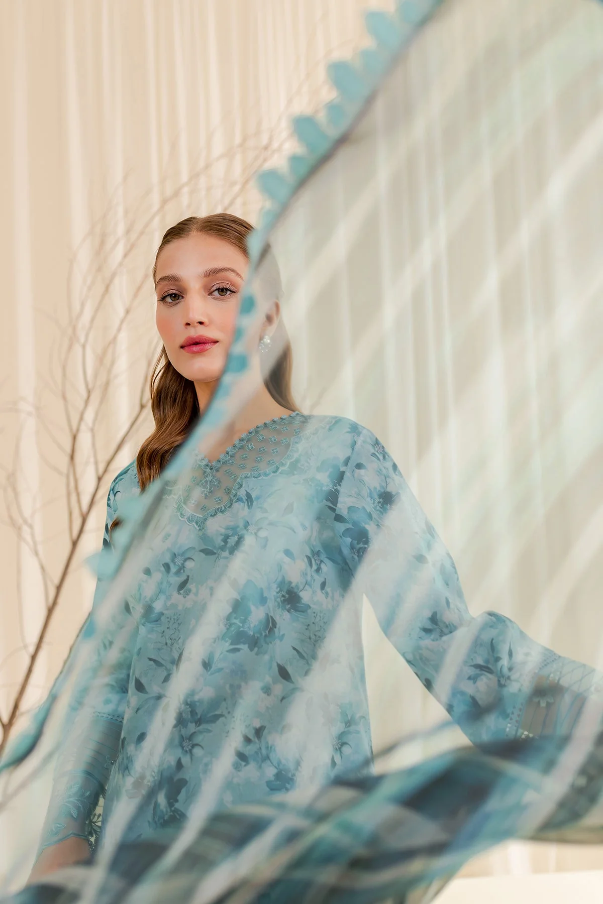 Farasha Embroidered Essentials Lawn Collection 2024 – Aqua Beryl - Image 8
