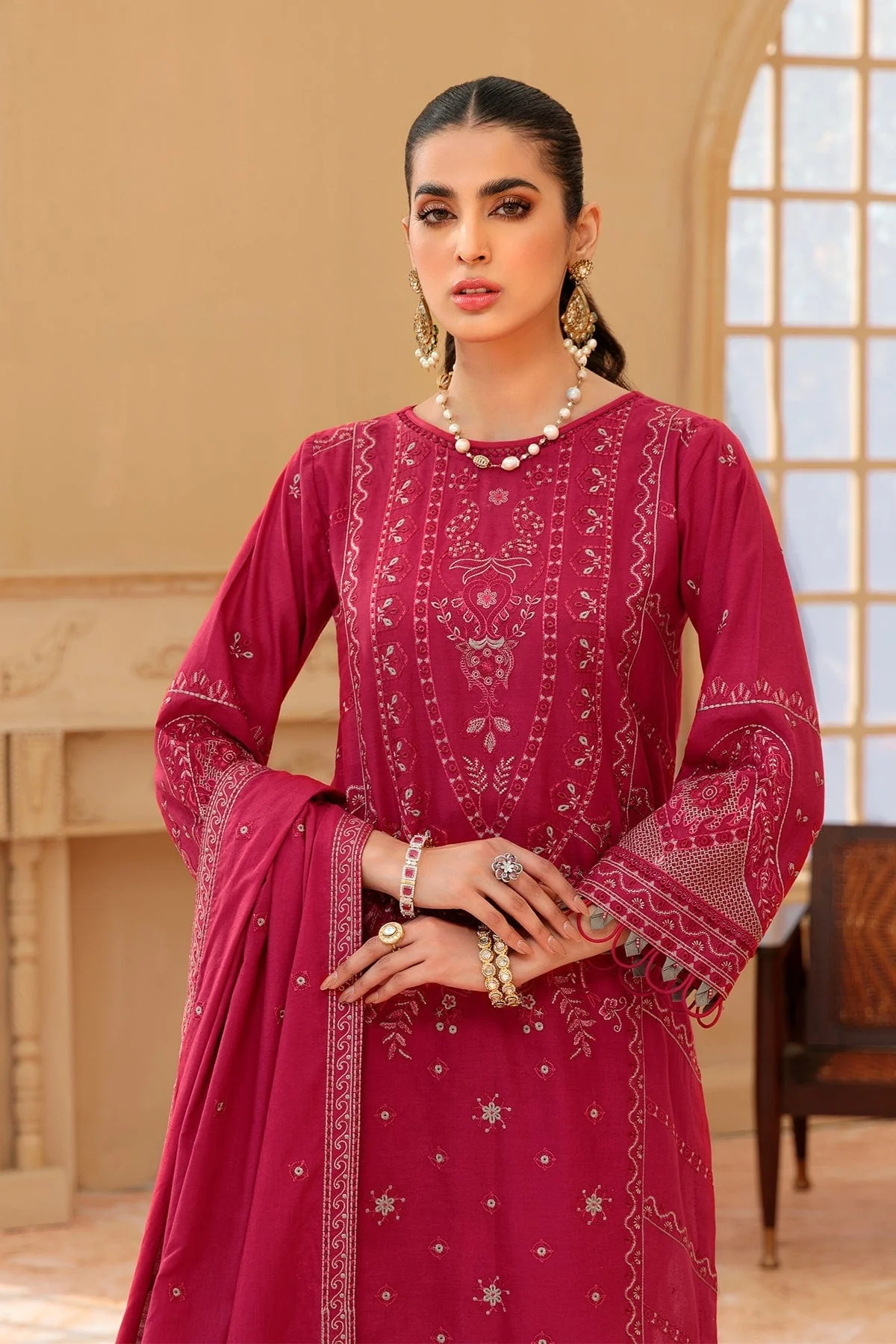 Farasha Festive Lawn Collection 2022 – PINK SORBET - Image 6
