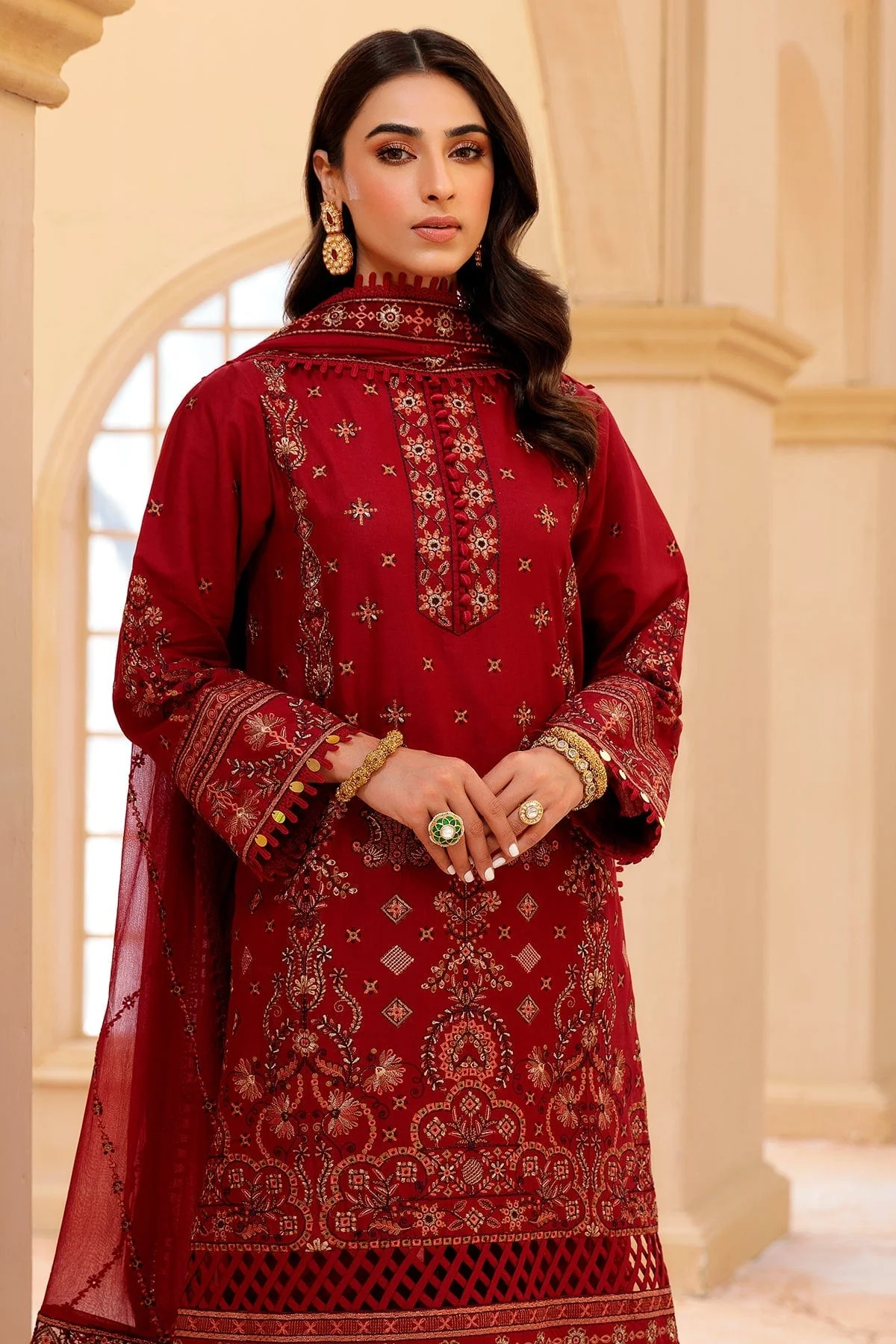 Farasha Festive Lawn Collection 2022 – RED HIBISCUS - Image 5
