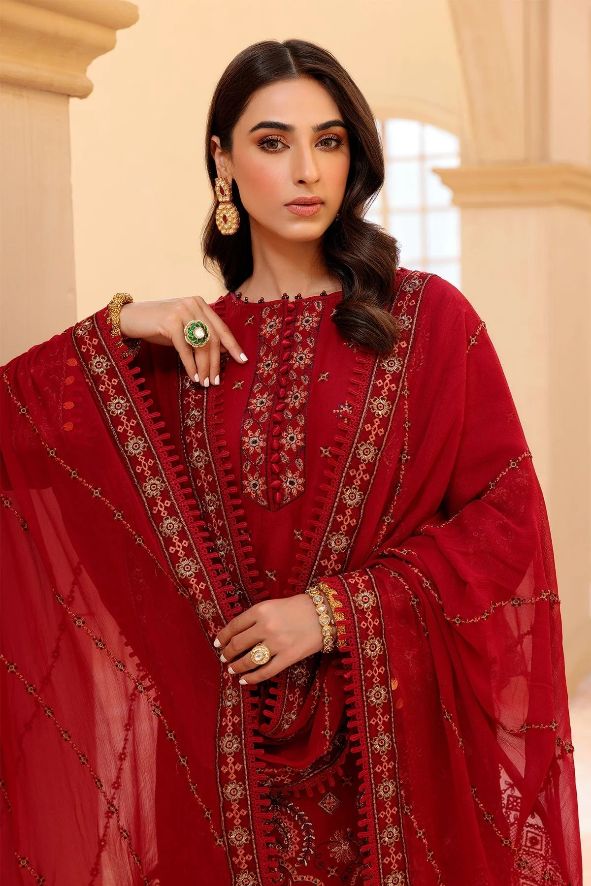 Farasha Festive Lawn Collection 2022 – RED HIBISCUS - Image 7