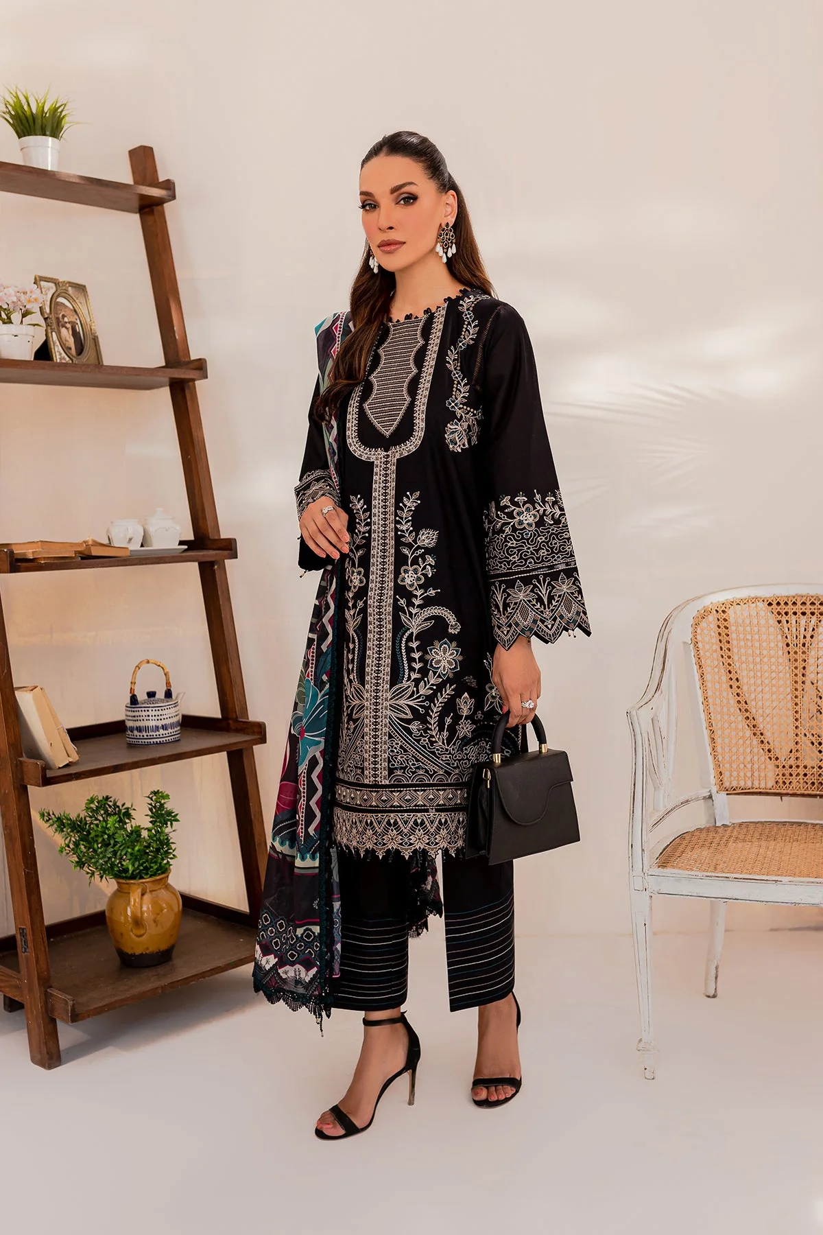 Farasha Mehak Festive Lawn Collection – Black Floret - Image 4