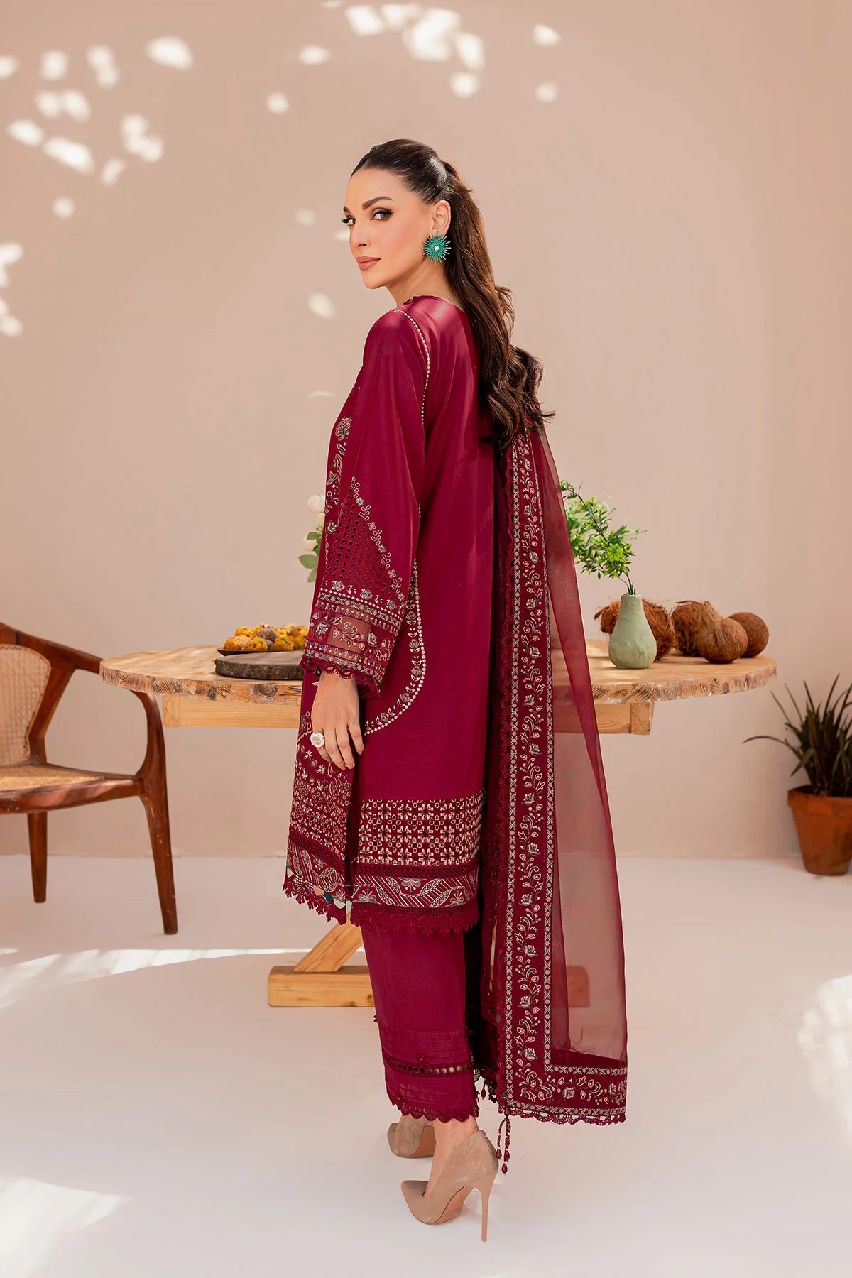 Farasha Mehak Festive Lawn Collection – Maroon Glare - Image 9