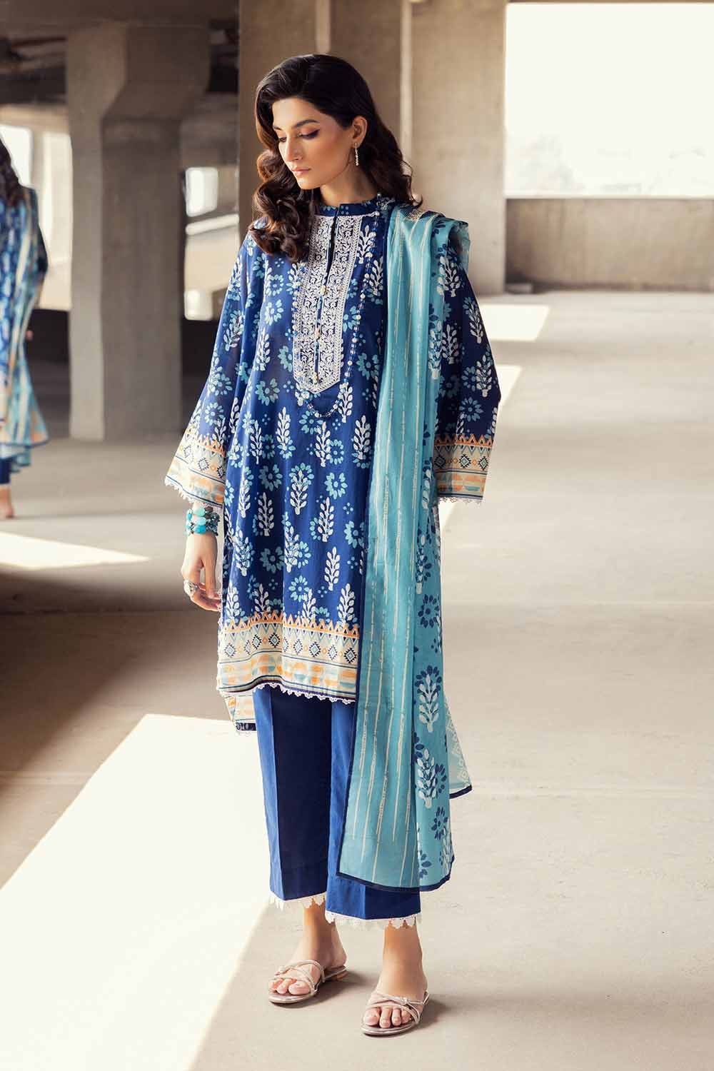 Gul Ahmed 2023 – 2PC Embroidered Cambric Suit with Printed Lawn Dupatta TCE-32001 - Image 2
