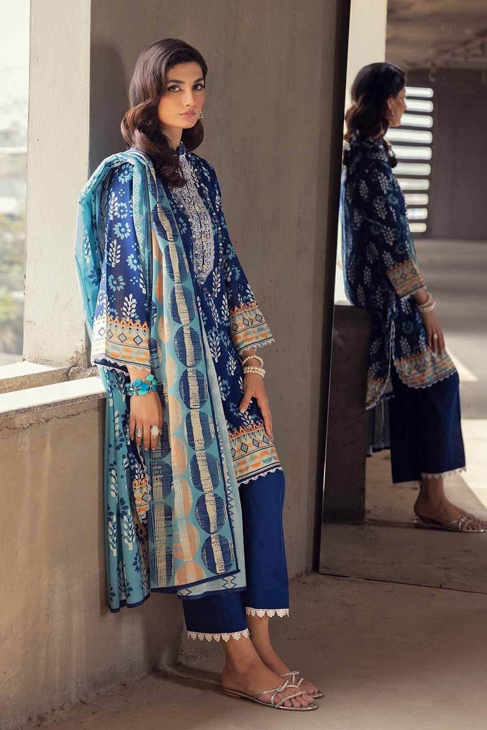 Gul Ahmed 2023 – 2PC Embroidered Cambric Suit with Printed Lawn Dupatta TCE-32001 - Image 4