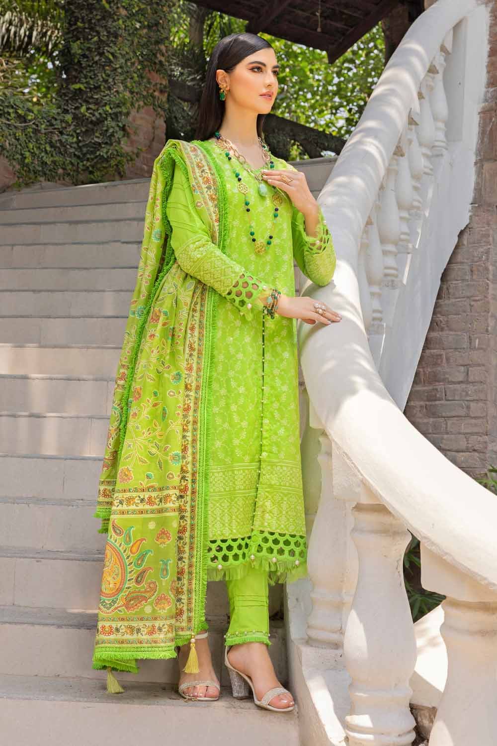 Gul Ahmed Pre-Fall 2023 – 3PC Embroidered Cambric Suit with Printed Burnout Dupatta BN-32003 - Image 3