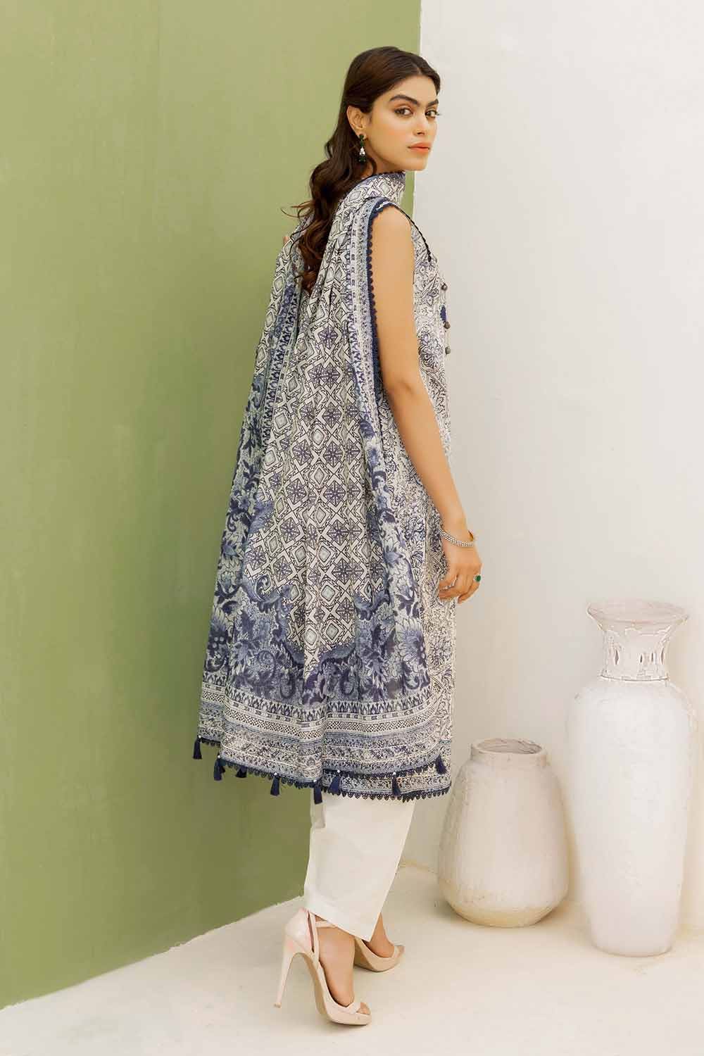 Gul Ahmed 2023 – 3PC Embroidered Cambric Suit with Printed Lawn Dupatta CBE-32008 - Image 3
