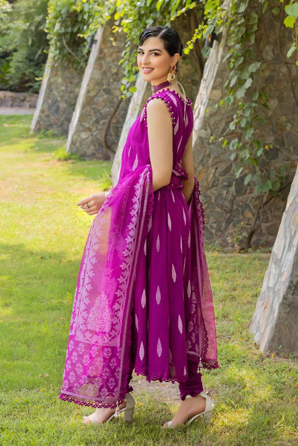 Gul Ahmed – 3PC Embroidered Foam Printed Cambric Suit with Printed Burnout Dupatta BN-32007 - Image 5