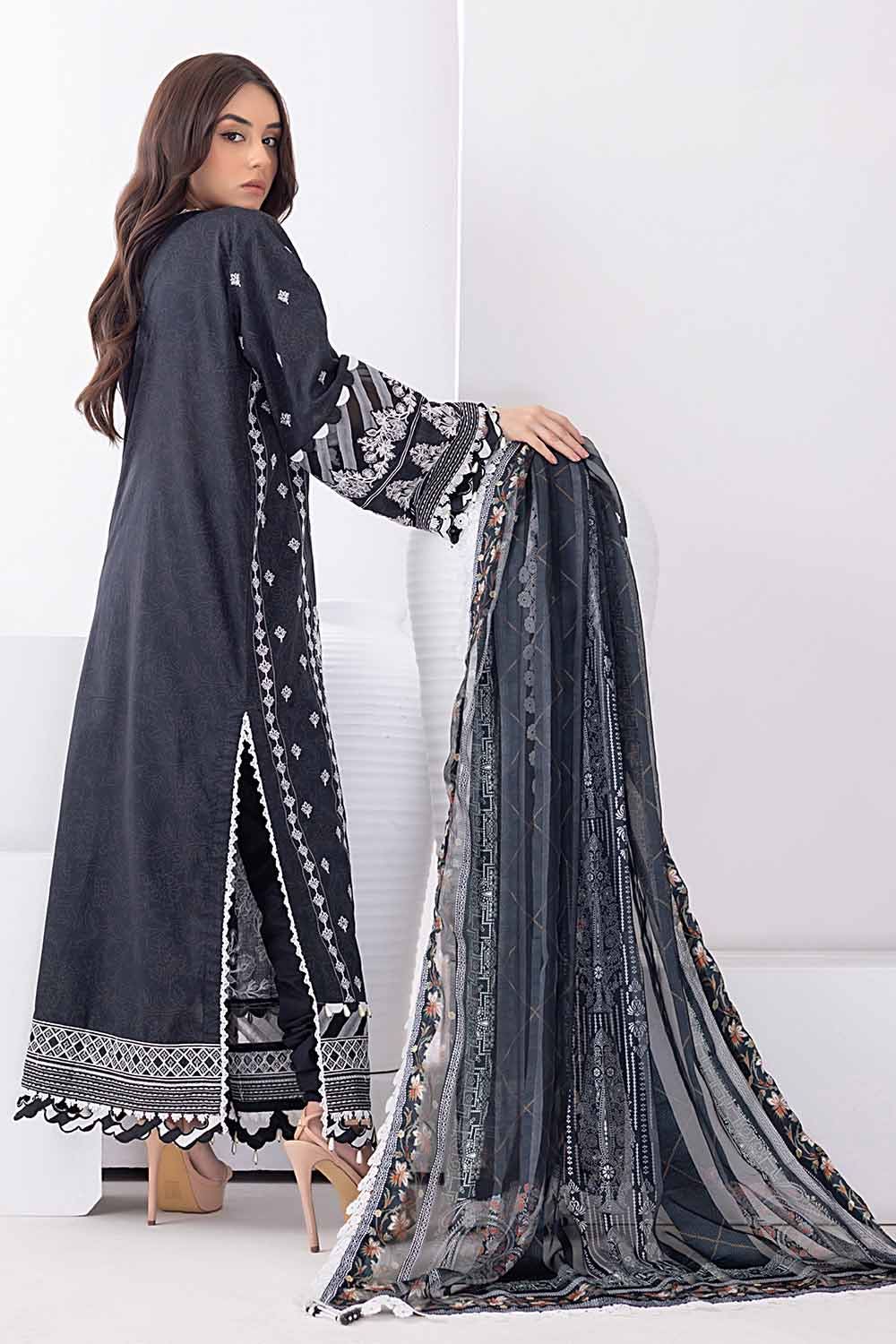 Gul Ahmed 2023 โ 3PC Embroidered Lawn Suit with Dobby Silk Dupatta SSM-32034 - Image 6