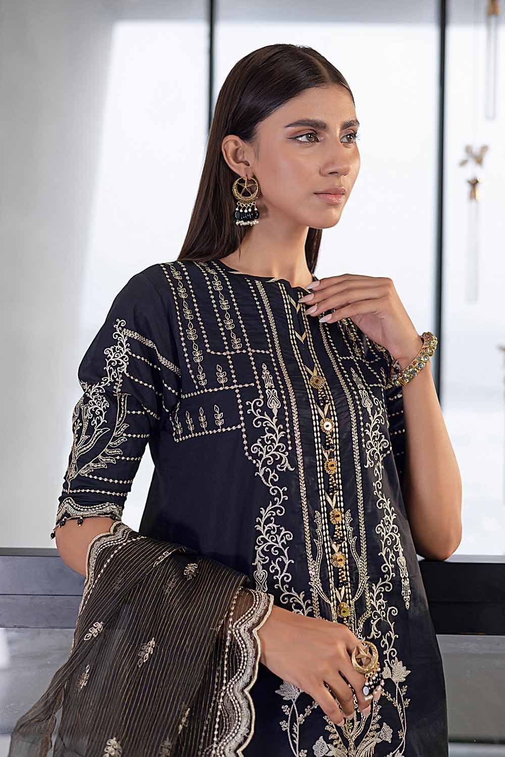 Gul Ahmed 2023 – 3PC Embroidered Lawn Suit with Zari Stripe Dupatta PM-32071 - Image 2